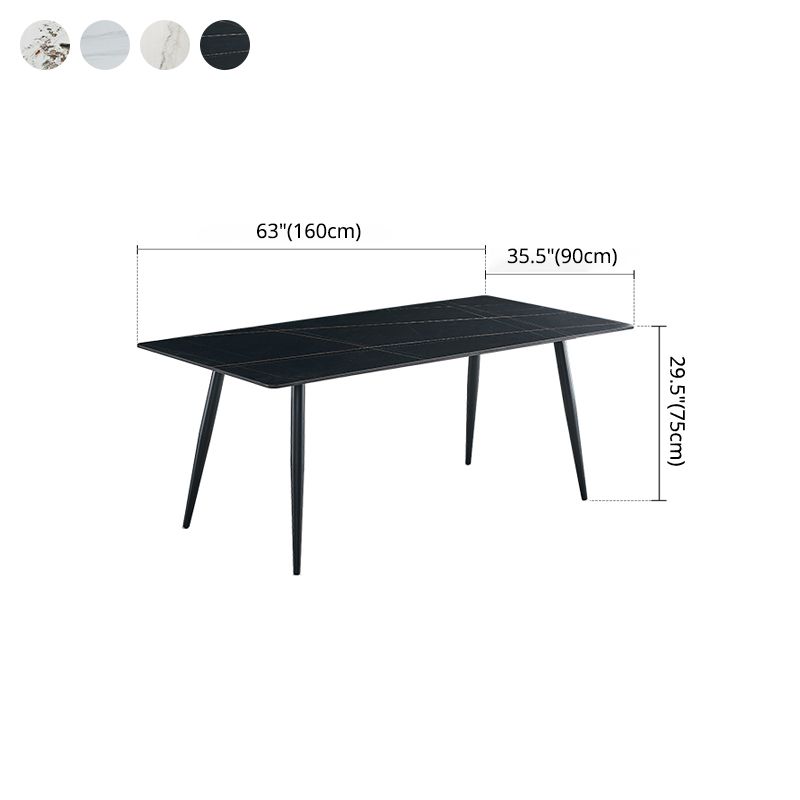 Industrial Style Rectangle Dining Table Stone Dinner Table with Metal 4 Legs Clearhalo ' dining_table' 'Dining Tables & Seating' 'Dining Tables' 'furn' 'furn_dining_table' 'Furniture' 'furniture_dining_table' 'Kitchen & Dining Furniture' 'kitchen&dining_furn' 'kitchen' 'kitchen_dining_table' 1200x1200_50281379-070b-4e3c-bb35-88025aab6337