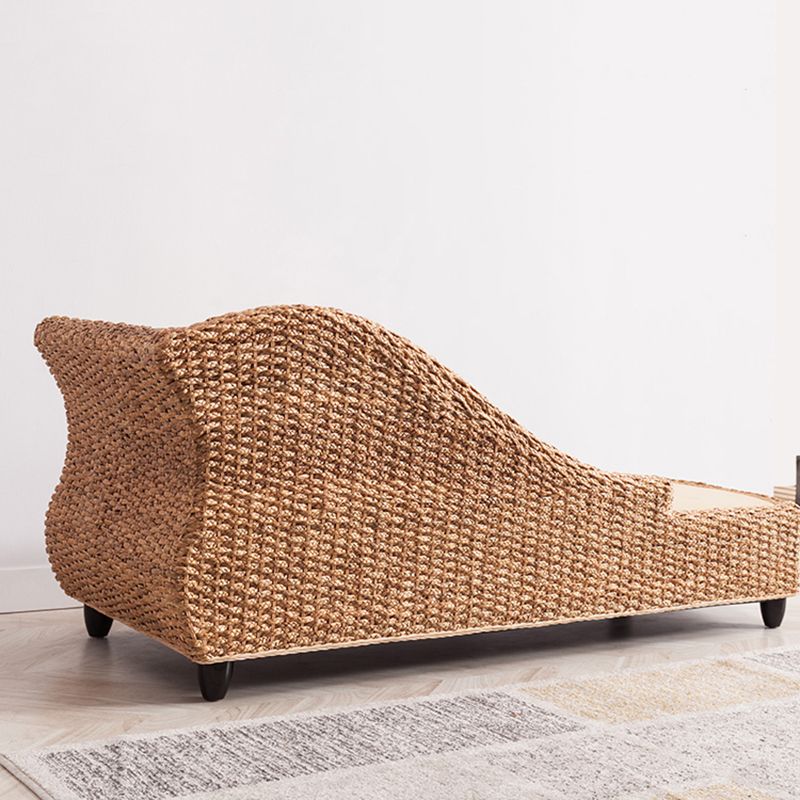 Upholstered Chaise Rattan Chaise Lounge Chair for Bedroom and Living Room