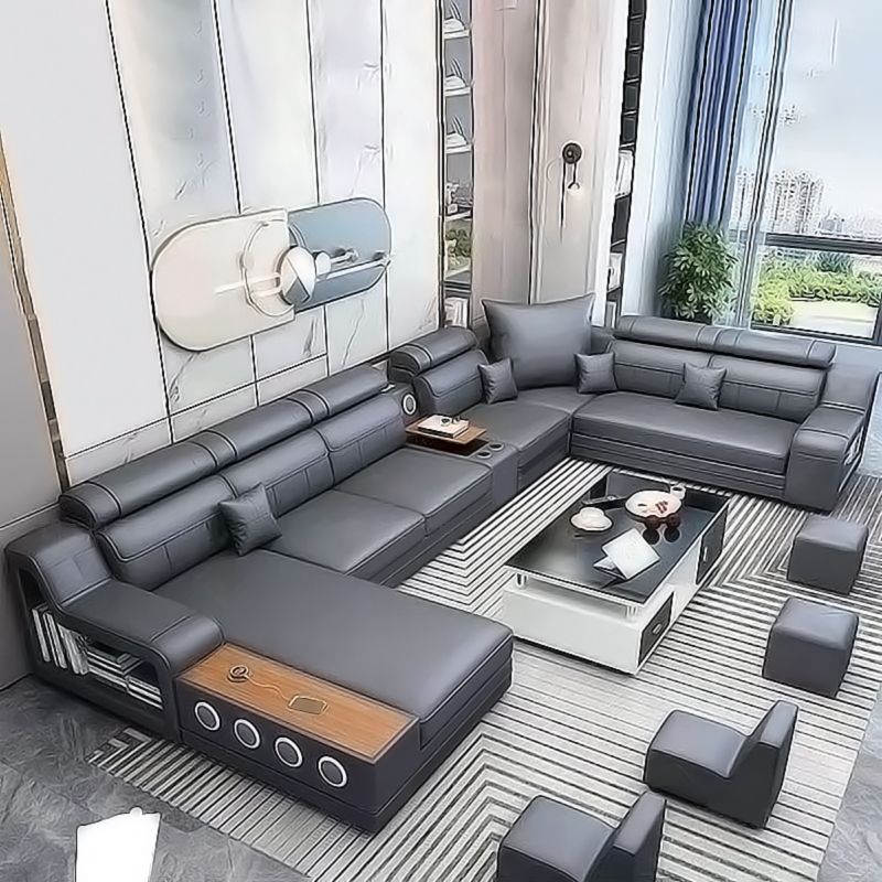 141.73"D x 94.5"W x 35.43"H Cushion Back Sloped Arms Sectionals with Storage