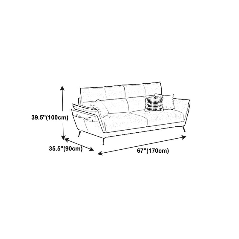 Ultra-Modern Sewn Pillow Back Faux Leather Pillow Top Arm Sofa with Wear-resisting Clearhalo 'furn' 'furn_sectionals' 'Furniture' 'furniture_sectionals' 'kitchen' 'kitchen_sectionals' 'Living Room Furniture' 'Sectionals' 1200x1200_502fed8c-8bcd-4846-ab3f-4b53aa10d761