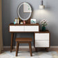 31. 5" W Wood Vanity Table with Mirror & Stool 4 Drawers Simple Makeup Vanity Table Set Clearhalo 'Bedroom Furniture' 'furn' 'furn_makeup_vanities' 'Furniture' 'Makeup Vanities' 'makeup_vanities' 1200x1200_50312a62-0467-4694-9cea-8295fe69f184