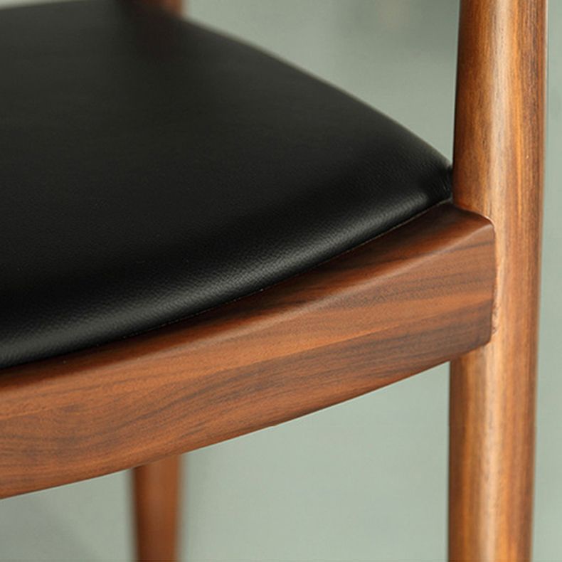 Eigentijdse rubberwood open stoel stoel natuurlijk lederen eetkamerstoel