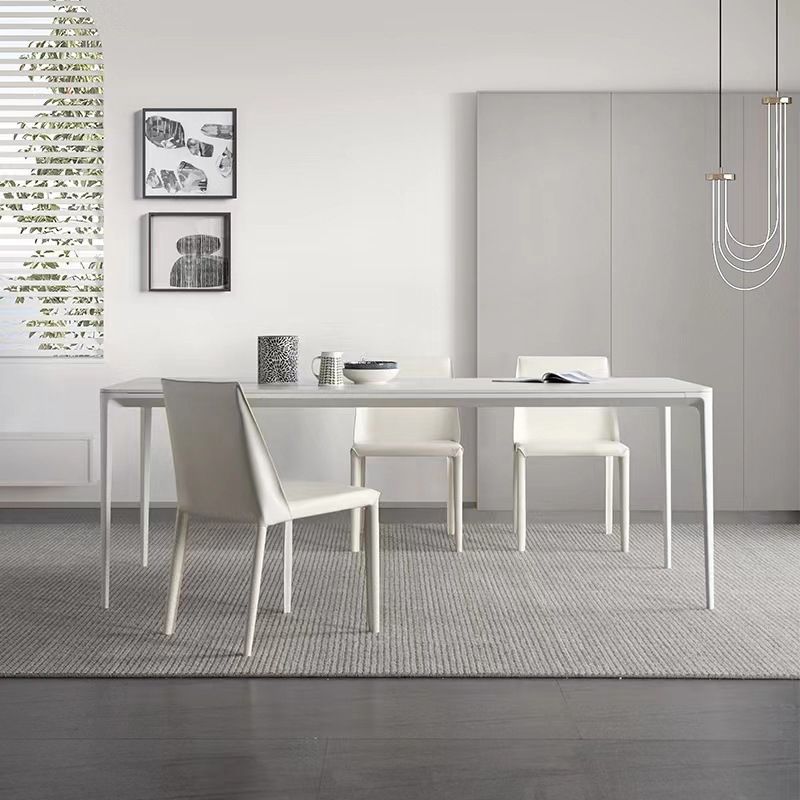 Ensemble de salle à manger moderne en pierre frittée, rectangulaire, 1/4/5/6/7 pièces, ensemble de Table de salle à manger en blanc