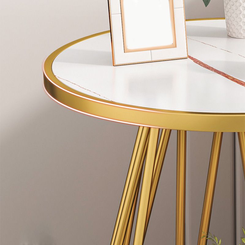 Mid-Century Modern Wooden Round Top End Table Abstract Metal Frame Sofa Side Table Clearhalo 'Coffee & Accent Tables' 'End & Side Tables' 'end_side_table' 'end_side_tables' 'furn' 'furn_end_side_tables' 'Furniture' 'furniture_end_side_table' 'Living Room Furniture' 1200x1200_50346466-2347-4f89-9091-19addb21ee3c