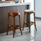 Industrial Style Bar-stool Round Seat Counter Bar Stool with Wooden Legs