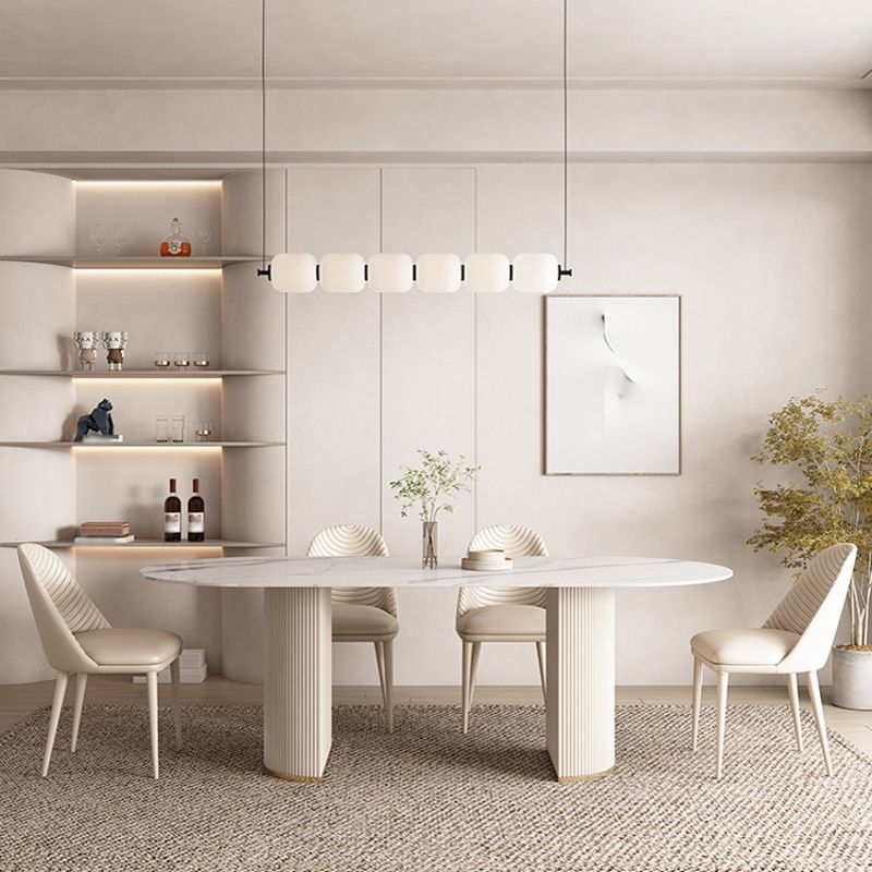 Modern Leatherwear Dining Table Set 1/4/5/7 Pieces White Sintered Stone Top Dinette Set Clearhalo 'Dining Room Sets' 'Dining Tables & Seating' 'dining_room_set' 'furn' 'furn_dining_room_set' 'Furniture' 'furniture_dining_room_set' 'Kitchen & Dining Furniture' 1200x1200_5035ecd5-0807-4879-a26d-ea36cdcad8bc
