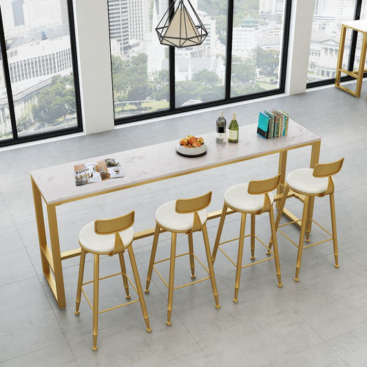 White and Black Glam Style Bar Table in Faux Marble and Metal Milk Tea Shop Bar Table Clearhalo 'Bar Furniture' 'Bar Tables' 'bar_tables' 'furn' 'furn_bar_tables' 'Furniture' 'furniture_bar_tables' 'Kitchen & Dining Furniture' 1200x1200_5035f703-f1b0-4c9a-b66e-7cc0c7b4015d