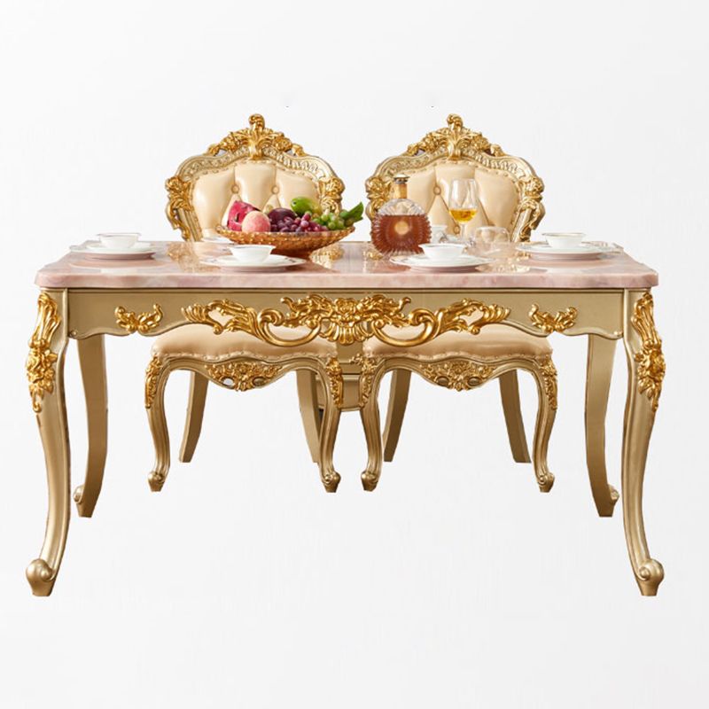 Solid Wood Victorian Rectangular Dining Table Marble Top Table with 4 Legs Clearhalo 'Dining Tables & Seating' 'Dining Tables' 'dining_table' 'furn' 'furn_dining_table' 'Furniture' 'Kitchen & Dining Furniture' 1200x1200_5037d8b6-1954-40b8-b3b2-329ef4af9d48