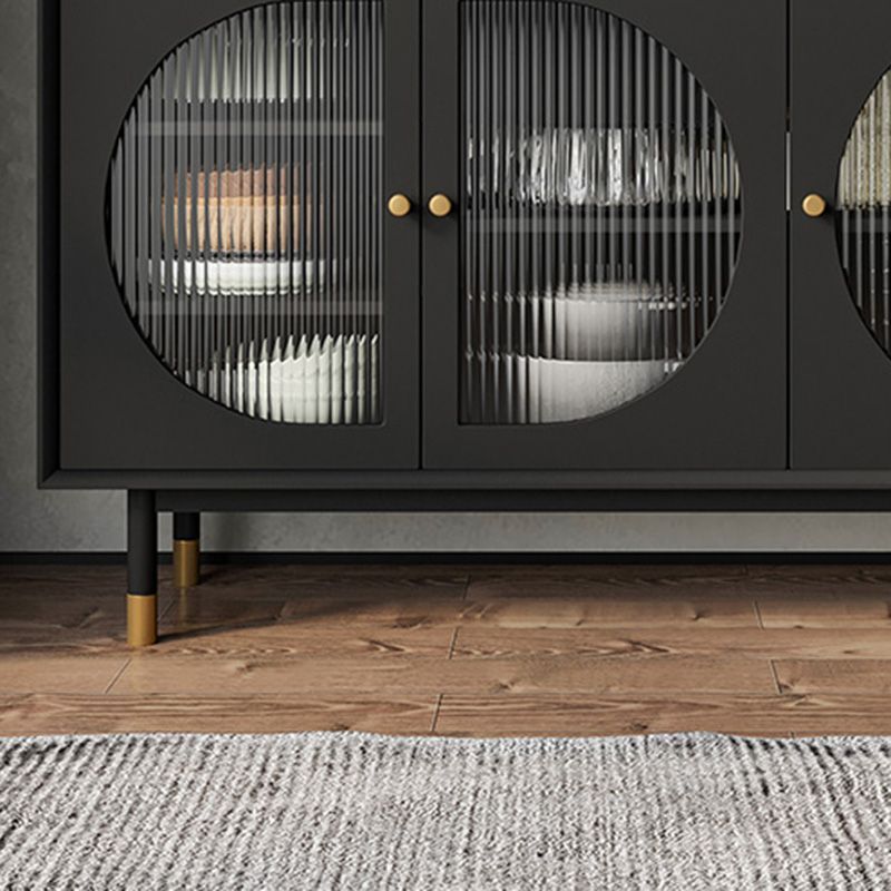 Schwarzes Sideboard aus Holz mit Tür, modernes, minimalistisches Wohnzimmer-Buffet-Sideboard