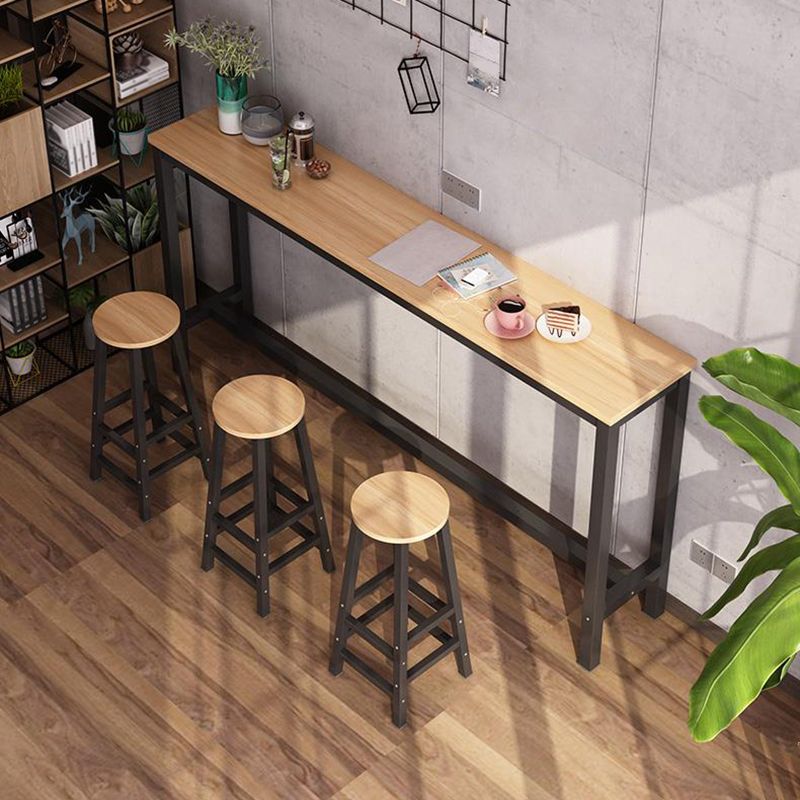 Contemporary Manufactured Wood Bar Table with Metal Base for Home Clearhalo 'Bar Furniture' 'Bar Tables' 'bar_tables' 'furn' 'furn_bar_tables' 'Furniture' 'Kitchen & Dining Furniture' 1200x1200_503a8bc3-d434-4ee6-bdce-8fd2a0188828