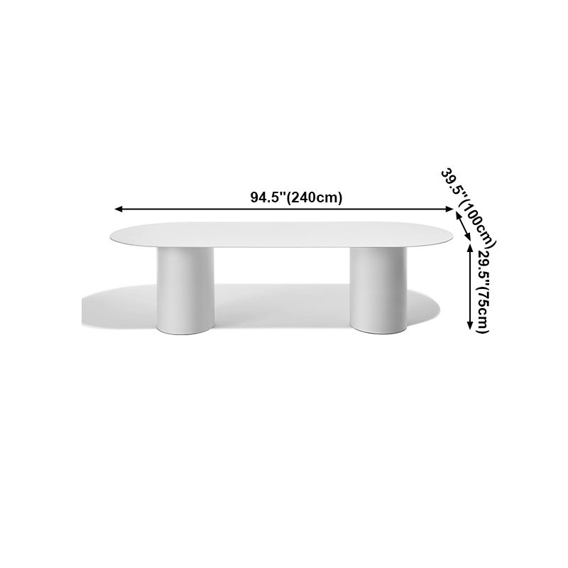 Modern Solid Wood Table for Restaurant Oval Dining Table in White with Double Pedestal Clearhalo ' dining_table' 'Dining Tables & Seating' 'Dining Tables' 'furn' 'furn_dining_table' 'Furniture' 'furniture_dining_table' 'Kitchen & Dining Furniture' 'kitchen&dining_furn' 'kitchen' 'kitchen_dining_table' 1200x1200_503ae5a0-617f-40f9-b25a-7f2113aa1263