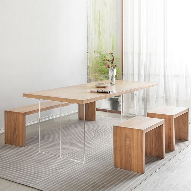 Modern 1/2/4 Pieces Dinette Set Pine Wood Rectangle Dining Table Set with Acrylic Base Clearhalo 'Dining Room Sets' 'Dining Tables & Seating' 'dining_room_set' 'furn' 'furn_dining_room_set' 'Furniture' 'furniture_dining_room_set' 'Kitchen & Dining Furniture' 1200x1200_503dd57c-b7da-452e-a6c4-e8ce672c4547