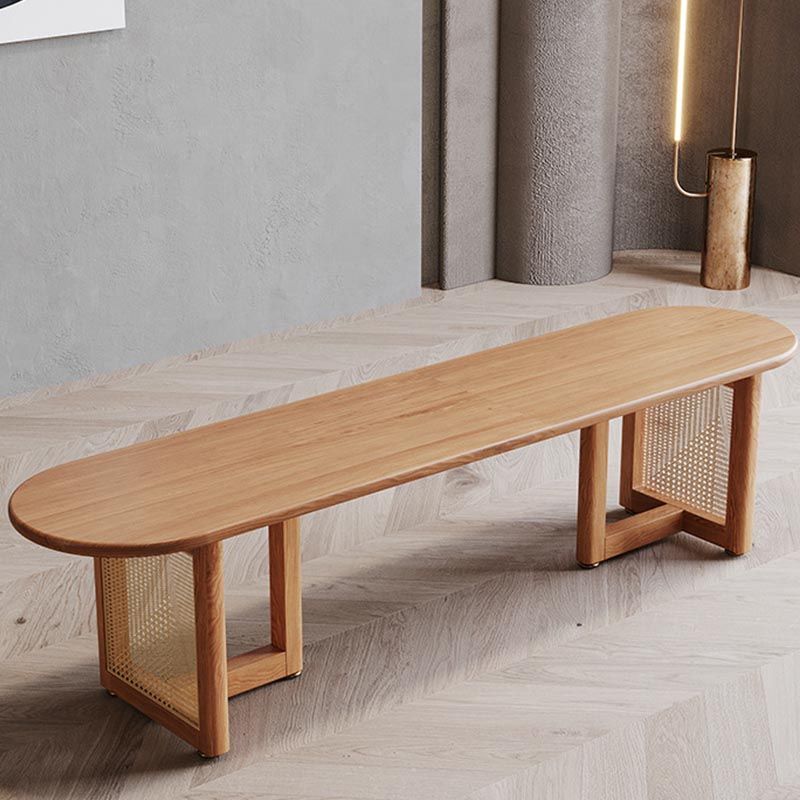 Modern Dining Table Solid Wood Top Dining Table with Double Rattan Base for Living Room Clearhalo 'Dining Tables & Seating' 'Dining Tables' 'dining_table' 'furn' 'furn_dining_table' 'Furniture' 'furniture_dining_table' 'Kitchen & Dining Furniture' 1200x1200_5041a798-a0af-48ab-b1c4-019c263ec5ee