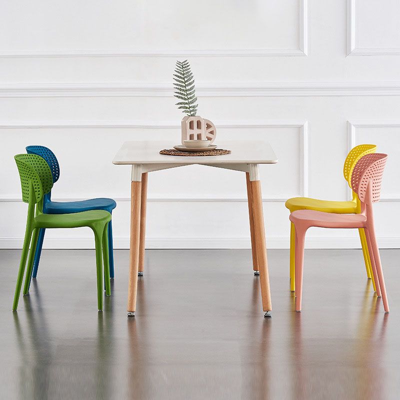 Colorful Plastic Dining Armless Chairs Nordic Style Open Back Side Chair Clearhalo ' kitchen&dining_furn' 'Dining Chairs' 'Dining Tables & Seating' 'dining_chair' 'furn' 'furn_dining_chair' 'Furniture' 'furniture_dining_chair' 'Kitchen & Dining Furniture' 'kitchen' 1200x1200_5043ccbc-965f-42dd-a6aa-a5bfb34e8316
