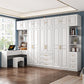 White Armoire Artificial Wood Wardrobe with Drawers and Clothes Rails Storage Cabinet