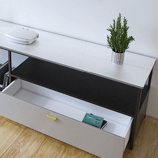 Modern Stone/Iron Top TV Stand 2-Open Shelf TV Console with Storage Clearhalo 'furn' 'furn_tv_stands_entertainment_centers' 'Furniture' 'Living Room Furniture' 'TV Stands & Entertainment Centers' 'TV Stands & Media Storage Furniture' 'tv_stands_entertainment_centers' 1200x1200_504474c8-33a0-401a-adeb-4e69992e93d9