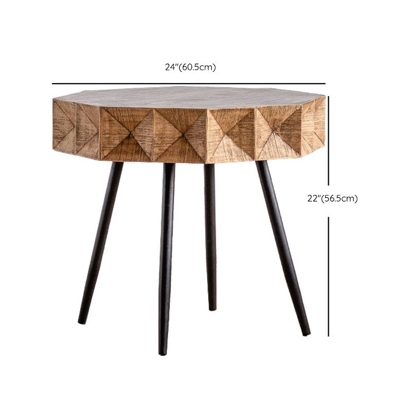 French Country Distressed Wood Sofa Side Accent Table in Brown