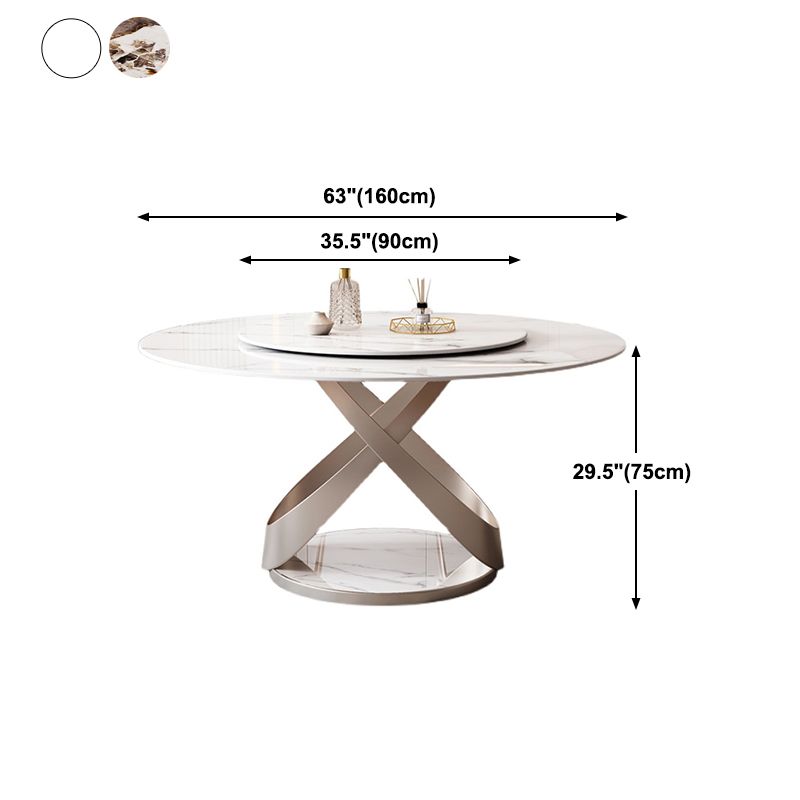 Round Pedestal Table Contemporary Style Stone Dining Site Table with Turntable Clearhalo 'Dining Tables & Seating' 'Dining Tables' 'dining_table' 'furn' 'furn_dining_table' 'Furniture' 'Kitchen & Dining Furniture' 1200x1200_50457943-a2f3-4a2a-b0ff-a8ca5bcb4b96