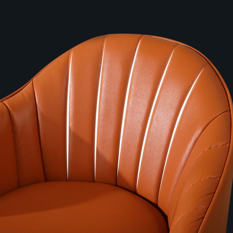 Faux Leather/Velvet 24.8"W Sloped Arms Basic Four Legs Solid Color Armchair for Bedroom