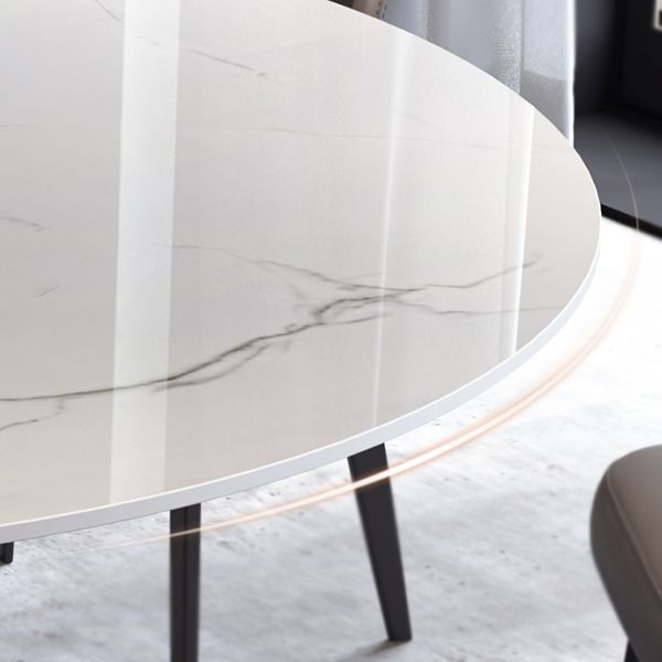 Tavolo da pranzo moderno di pietra bianca rotonda con piedistallo grigio