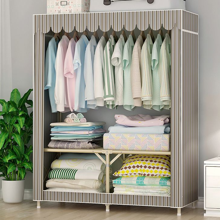 Contemporary Style Steel Wardrobe Cloth Rod Included Wardrobe Closet with Legs Clearhalo 'Armoires & Wardrobes' 'armoires_wardrobes' 'Bedroom Furniture' 'furn' 'furn_armoires_wardrobes' 'Furniture' 1200x1200_50479277-ab62-4607-9615-9df87c3aacce