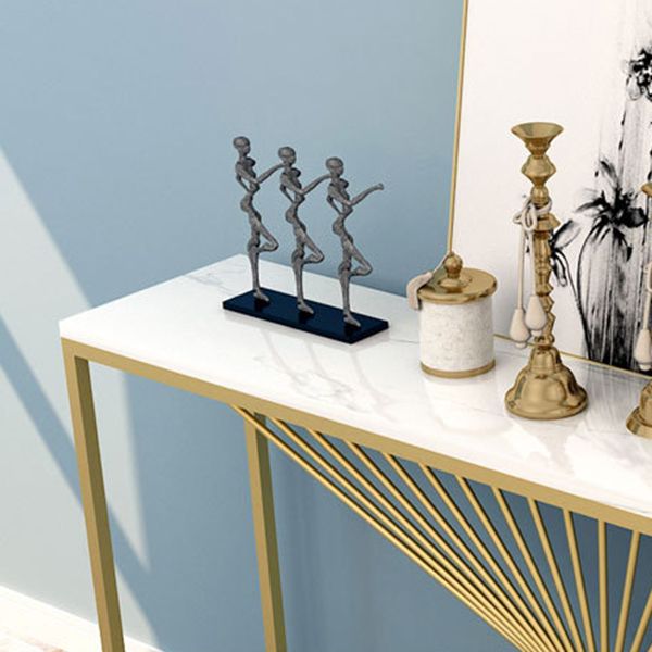 Glam Rectangle Accent Table 31.5" Tall Marble Console Table for Hall Clearhalo 'Console Tables' 'console_tables' 'Entry & Mudroom Furniture' 'furn' 'furn_console_tables' 'Furniture' 1200x1200_50498412-d611-4294-8c5b-1e3c1526647c