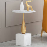 Modern 13.77" Wide End Table Round Stone Top Pedestal Side Table Clearhalo 'Coffee & Accent Tables' 'End & Side Tables' 'end_side_tables' 'furn' 'furn_end_side_tables' 'Furniture' 'Living Room Furniture' 1200x1200_504bd7d2-1f46-4864-b48f-b66e3ecf5944