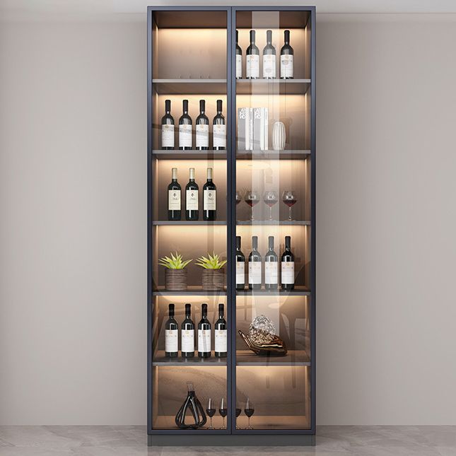 Gabinete contemporáneo de puertas de vidrio de madera de ingeniería sin luces LED sin luces LED