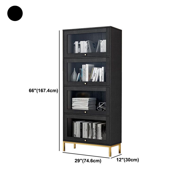 Glam Manufactured Wood Standard Bookcase Vertical Bookcase with Glass Doors Clearhalo 'Bookcases' 'furn' 'furn_bookcases' 'Furniture' 'furniture_bookcases' 'kitchen' 'kitchen_bookcases' 'Living Room Furniture' 'Office Furniture' 1200x1200_504d0363-c886-4aa5-a9ec-2aadc191bf12