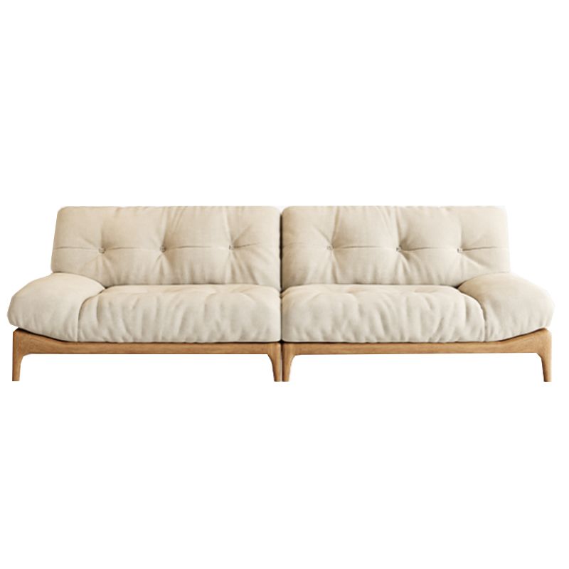 Cream Tufted Armless Sofa Wooden Frame Settee in Ash with Footrest Clearhalo 'furn' 'furn_sofas' 'Furniture' 'Living Room Furniture' 'Sofa' 'sofas' 1200x1200_504d2ba6-4d69-4cd3-b61b-879c73193b27