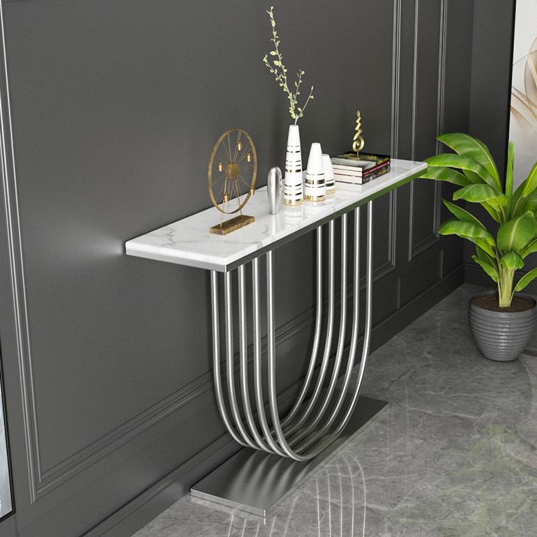 35.43" Tall Modern Console Table Marble 1-shelf Accent Table for Hall Clearhalo 'Console Tables' 'console_tables' 'Entry & Mudroom Furniture' 'furn' 'furn_console_tables' 'Furniture' 1200x1200_504da64a-fe97-421a-b115-1f068ba927d1