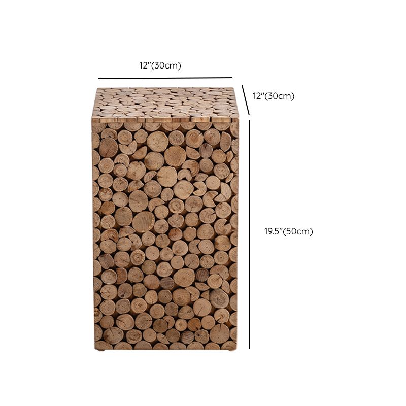 Solid Wood Living Room Side Table Light Brown Square End Table