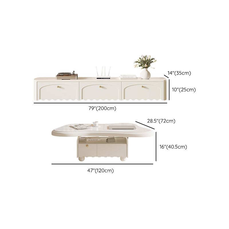 Slate Coffee Cocktail Table with Storage Drawers White Block Contemporary Clearhalo 'Coffee & Accent Tables' 'Coffee Tables' 'coffee_tables' 'furn' 'furn_coffee_tables' 'Furniture' 'Living Room Furniture' 1200x1200_50502731-05d3-47cf-b4d9-1c7a506b3abd