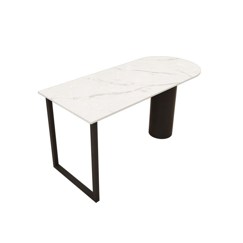 Modern Stone and Steel Dinette Table Double Pedestal Dining Room Black Frame Table Clearhalo 'Dining Tables & Seating' 'Dining Tables' 'dining_table' 'furn' 'furn_dining_table' 'Furniture' 'furniture_dining_table' 'Kitchen & Dining Furniture' 'kitchen' 'kitchen_dining_table' 1200x1200_50539d2c-5539-481c-809a-10b9789a5957
