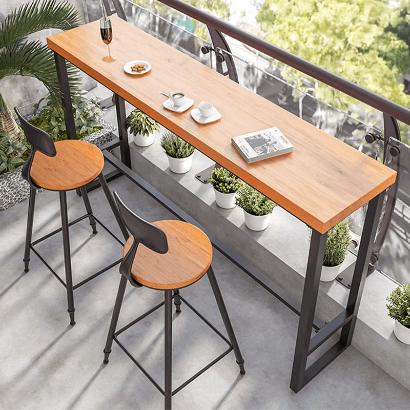 Massief houten bartafel Industriële rechthoekige bartafel met zwarte poten