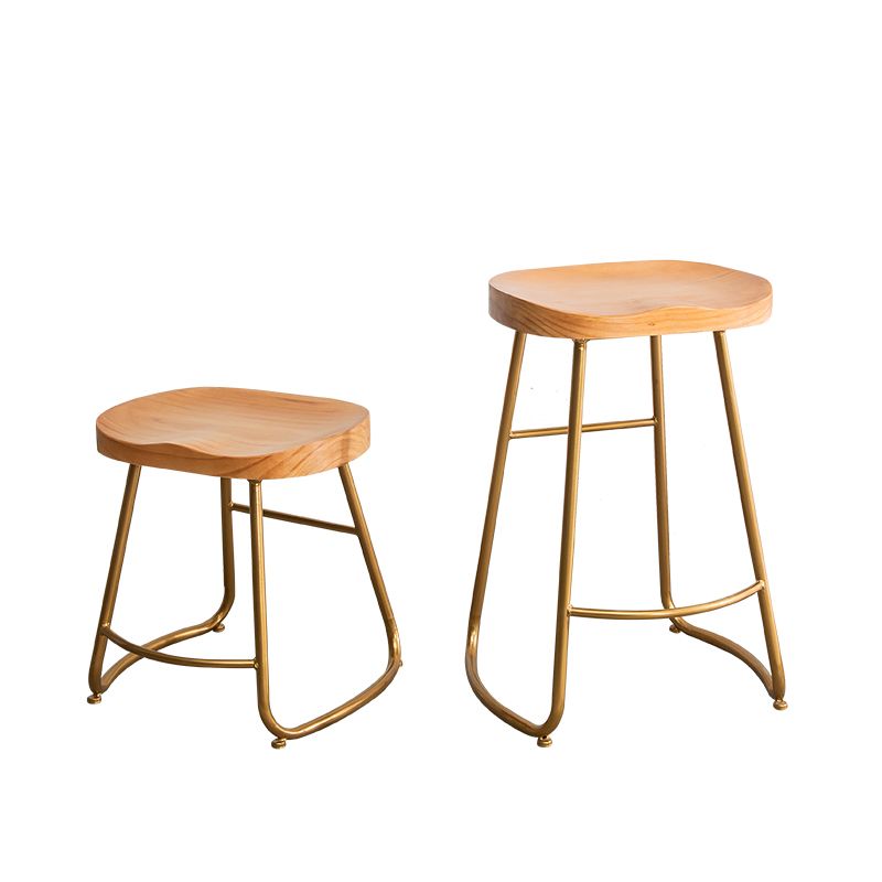 Modern Armless Backless Counter Stool Iron Bar Stool with Wooden Seat for Indoor Clearhalo 'Bar Furniture' 'Bar Stools' 'bar_stools' 'furn' 'furn_bar_stools' 'Furniture' 'Kitchen & Dining Furniture' 1200x1200_505865fc-5af3-4c77-9693-ac485fd48f0e