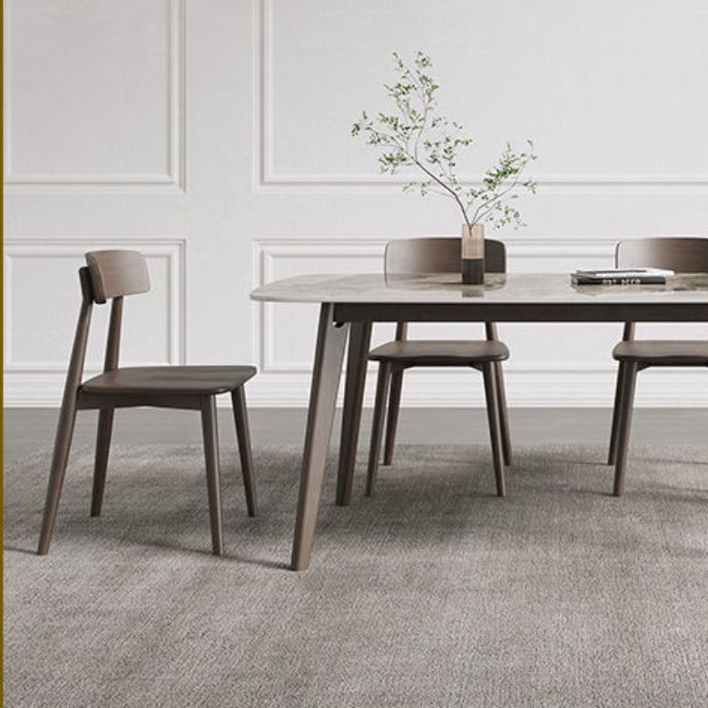 Modern Stone Dining Room Table for 2-6 Person Grey Rectangular Top Clearhalo 'Dining Tables & Seating' 'Dining Tables' 'dining_table' 'furn' 'furn_dining_table' 'Furniture' 'Kitchen & Dining Furniture' 1200x1200_50586d85-6bb4-4ac6-8000-ce2eee8f0fb4