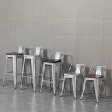 Industriële houttop Barstool Iron 4 Legs Bar Stool voor coffeeshop