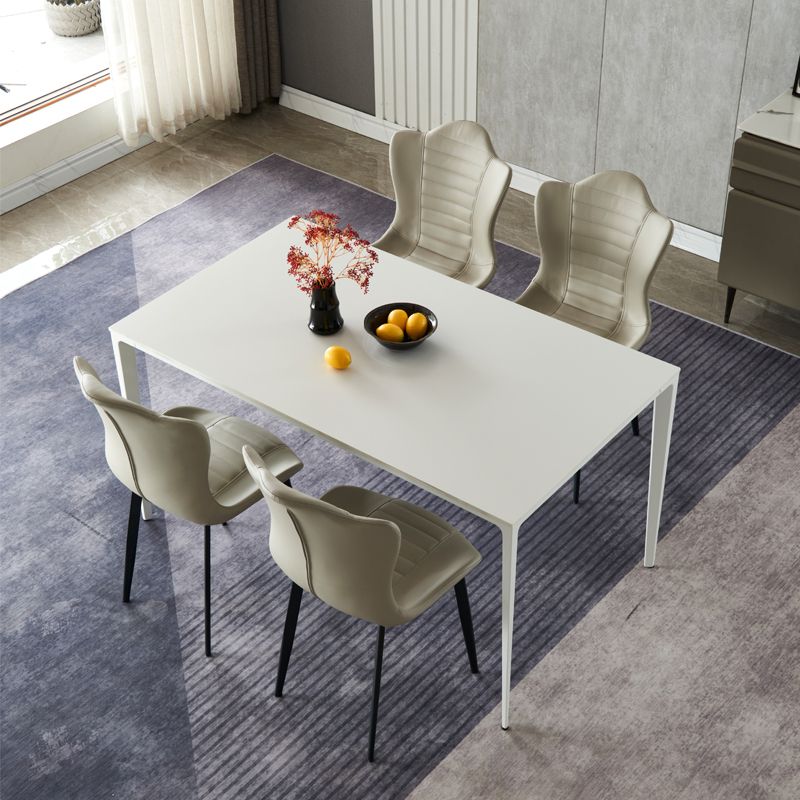 Sintered Stone Dining Table Industrial Style 4 Legs Metallic Base Rectangle Table Clearhalo ' dining_table' 'Dining Tables & Seating' 'Dining Tables' 'Furniture' 'furniture_dining_table' 'Kitchen & Dining Furniture' 'kitchen&dining_furn' 'kitchen' 'kitchen_dining_table' 1200x1200_5059498d-0d1a-4b0c-b7ad-c1f7732b340a