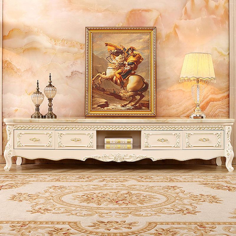 Glam Solid Wood TV Media Stand 4-lader TV Stand Console met plank