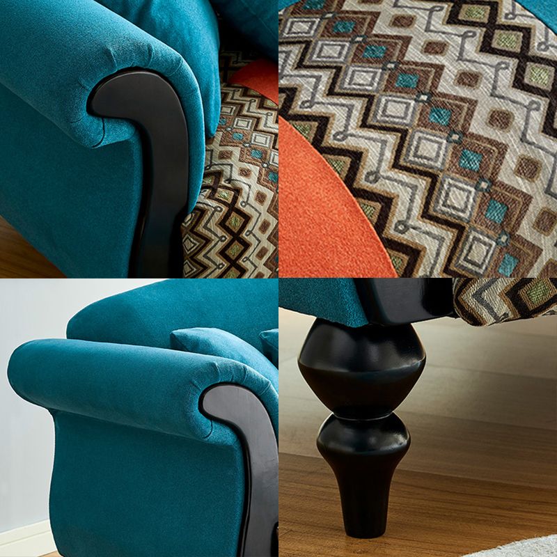 Canapé incurvé country en lin arme roulée 31 "w canapé arrière à dos de chameau pour le salon