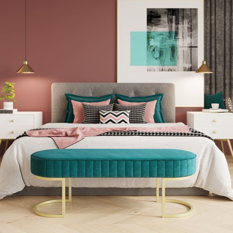 Modern Faux Leather Bench Oval Foam Bench with Legs for Home Office Clearhalo 'Benches' 'Chairs & Seating' 'furn' 'furn_benches' 'Furniture' 'Living Room Furniture' 1200x1200_505cccf0-a7d1-4bc9-941e-514b3d80fc8f