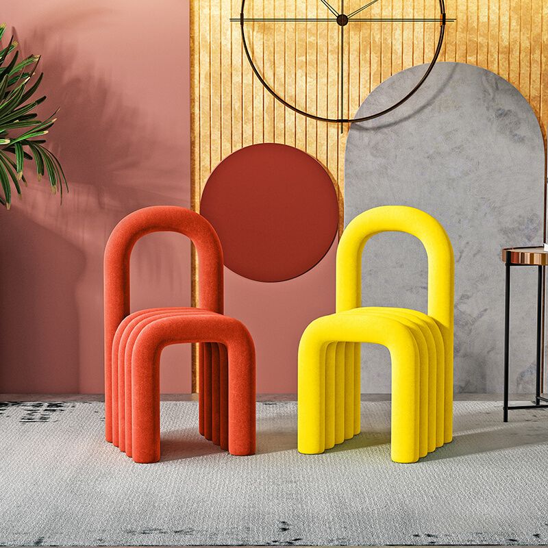 Contemporary Open Back Chair Velvet Dining Side Chair for Indoor