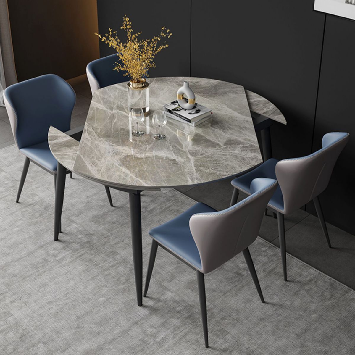 Modern Round Sintered Stone Table Standard Kitchen Dining Table in Gray Clearhalo ' dining_table' 'Dining Tables & Seating' 'Dining Tables' 'furn' 'furn_dining_table' 'Furniture' 'furniture_dining_table' 'Kitchen & Dining Furniture' 'kitchen&dining_furn' 'kitchen' 'kitchen_dining_table' 1200x1200_505f3320-9420-442a-95bc-93ec1cd94cc1