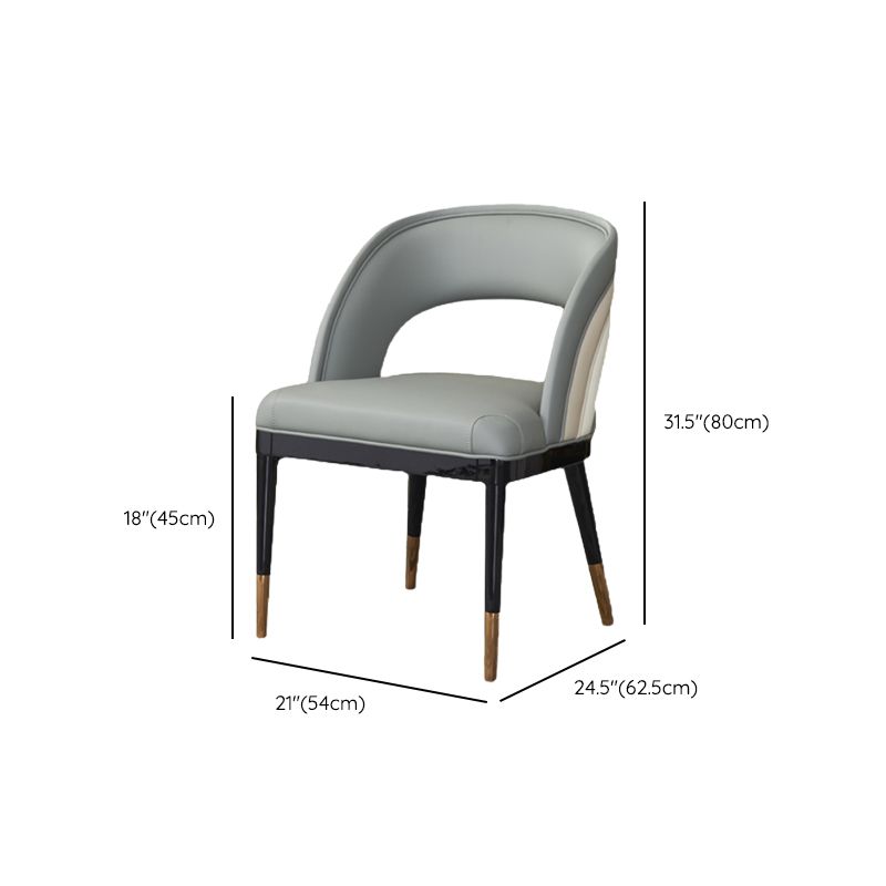 Glam Style Open Back Leather Upholstered Dining Chair with Wooden Legs Clearhalo 'Dining Chairs' 'Dining Tables & Seating' 'dining_chair' 'furn' 'furn_dining_chair' 'Furniture' 'Kitchen & Dining Furniture' 1200x1200_5062fd6d-94f6-4880-8b53-91e8618177c3