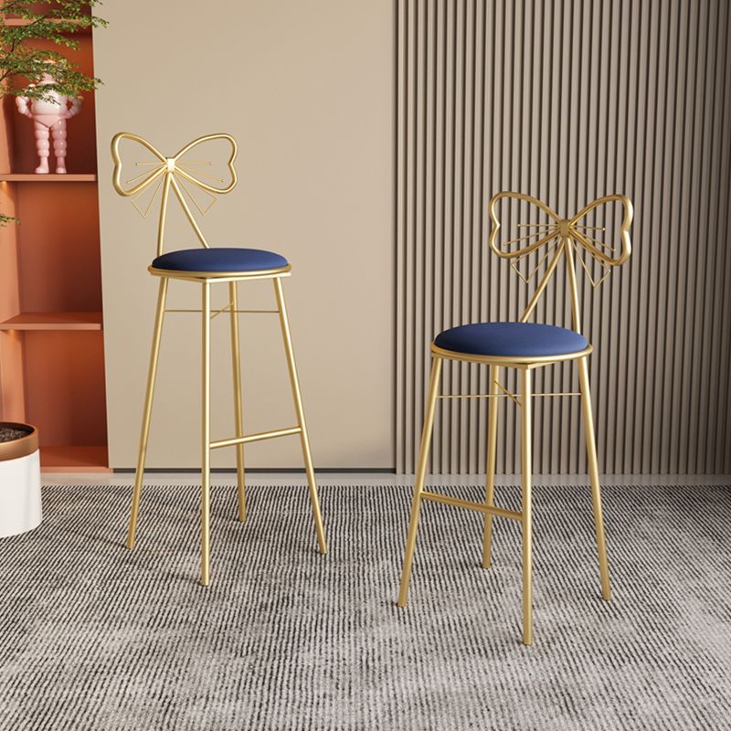 Glam Armless Backrest Counter Stool Iron Cashier Bar Stool with Cushion and Pedal Clearhalo 'Bar Furniture' 'Bar Stools' 'bar_stools' 'furn' 'furn_bar_stools' 'Furniture' 'Kitchen & Dining Furniture' 1200x1200_50630777-1fb9-49c5-9b0e-59d7b04b64b3