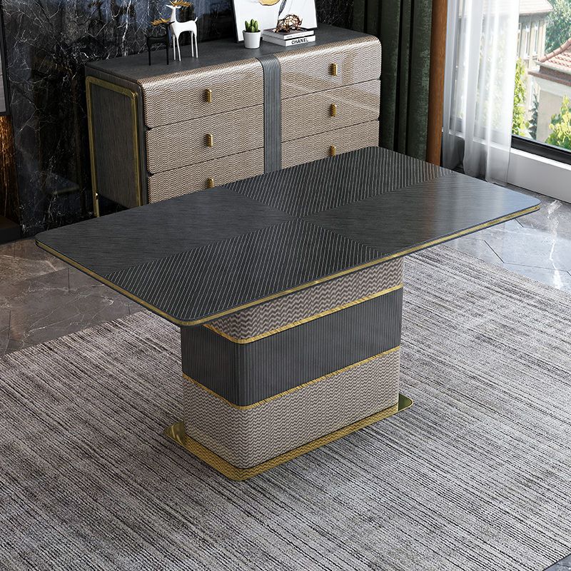 Tavolo da pranzo rettangolare Piano moderno in legno con base in metallo