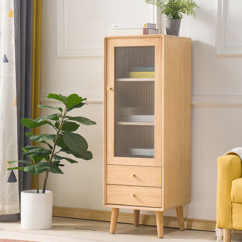 Modern Glass Paned Accent Cabinet 1-Door Solid Wood Chest with 2 Drawers Clearhalo 'Cabinets & Chests' 'cabinets_chests' 'furn' 'furn_cabinets_chests' 'Furniture' 'Living Room Furniture' 1200x1200_5063597b-fc69-4ffa-b4a2-bc38d124c70f