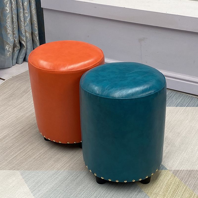 Modern PU Leather Pouf Chair Plain Cylinder Shape Nailhead Trim Sherpa Pouf Clearhalo 'furn' 'furn_ottomans_poufs' 'Furniture' 'Living Room Furniture' 'Ottomans & Poufs' 'ottomans_poufs' 1200x1200_50636491-6fca-40f8-8a22-e0f41d8c3f8b