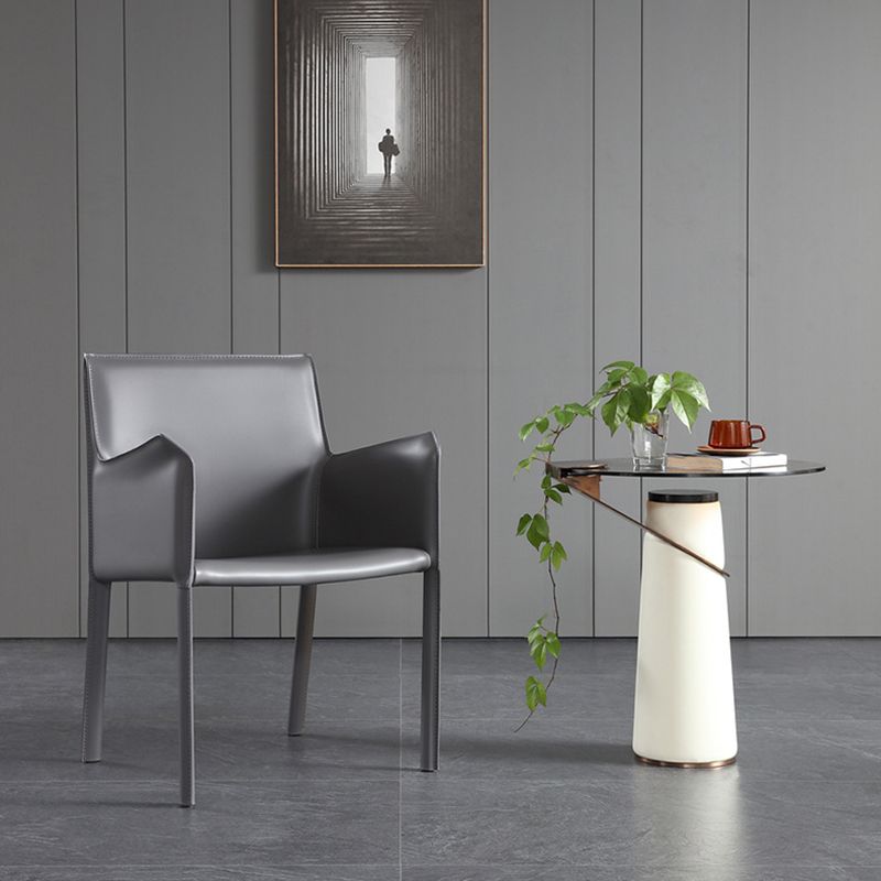 Silla de comedor tapizada moderna silla de acento de comedor de cuero falso